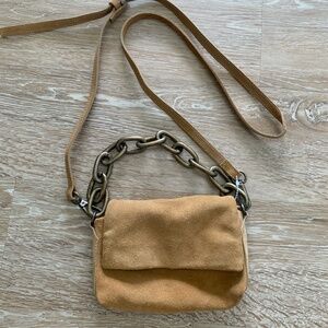 Free People Charlie Chain Brown Suede Crossbody Bag